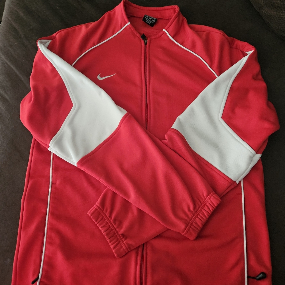 Nike Red and White Track Jacket